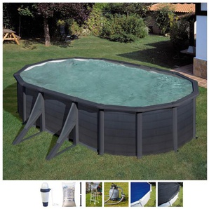 Ovalpool GRE KEA Schwimmbecken Gr. B/H/L: Breite 300 cm x Höhe 120 cm x Länge 500 cm, 14550 l, grau (anthrazit) Ovalpools 9-tlg., BxLxH: 300x500x120 cm