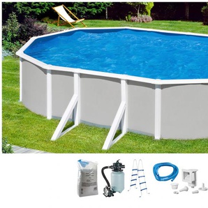 Ovalpool KONIFERA Panama I Schwimmbecken Gr. B/H/L: Breite 375 cm x Höhe 120 cm x Länge 610 cm, 23000 l, grau Ovalpools 5-tlg., Höhe 120 cm, in versch. Größen