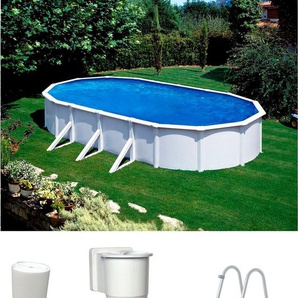 Ovalpool KWAD Steely de Luxe Heat Schwimmbecken Gr. B/H/L: Breite 360 cm x Höhe 120 cm x Länge 610 cm, 21500 l, weiß Ovalpools 6,1x3,6x1,20 m