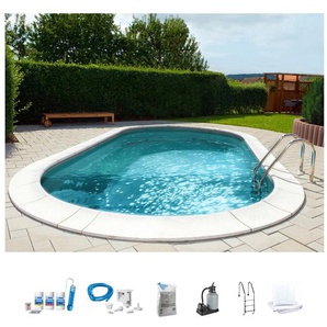 Ovalpool MY POOL BWT Schwimmbecken Gr. B/H/L: Breite 360 cm x Höhe 150 cm x Länge 623 cm, 28000 l, grau (weiß, grau) Ovalpools BxLxH: 360x623x150 cm