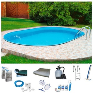 Ovalpool MYPOOL Schwimmbecken Gr. B/H/L: Breite 400 cm x Höhe 135 cm x Länge 800 cm, 36000 l, blau (weiß, hellblau) Ovalpools 10-tlg., BxLxH: 400x800x135 cm