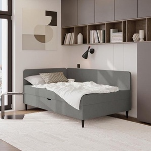 P & B Boxbett, Graphit, Textil, H3, Höhe ca. 18 cm, 120x200 cm, Bettkasten, Schlafzimmer, Betten, Boxspringbetten