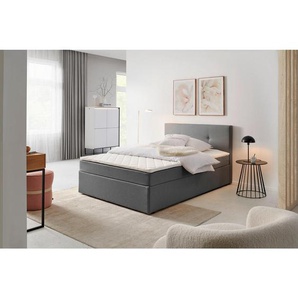 P & B Boxbett, Grau, Holz, H2, Höhe ca. 17 cm, 120x200 cm, Schlafzimmer, Betten, Boxspringbetten