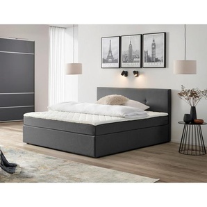 P & B Boxbett, Grau, Holz, H2, Höhe ca. 17 cm, 160x200 cm, Schlafzimmer, Betten, Boxspringbetten
