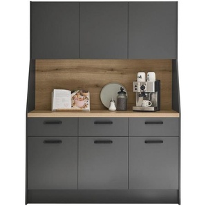 P & B Buffet, Graphit, Metall, 6 Fächer, 3 Schublade(n) Schubladen, 153x205x58 cm, Beimöbel erhältlich, Küchen, Küchenmöbel, Buffetschränke