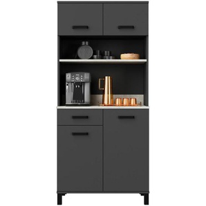 P & B Buffet Linda, Anthrazit, Hellgrau, Metall, 2 Fächer, 1 Schubladen, 80x177x40 cm, Küchen, Küchenmöbel, Buffetschränke