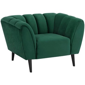 P & B Cocktailsessel, Grün, Textil, Kautschukholz, massiv, 116x78.5x87 cm, Wohnzimmer, Sessel, Cocktailsessel