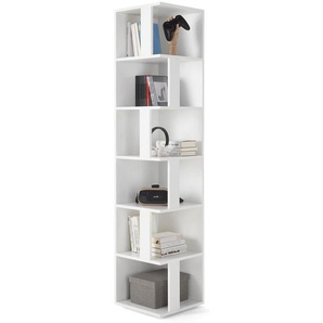 P & B Eckregal, Weiß, Holzwerkstoff, 5 Fächer, 38x186x38 cm, Made in EU, Arbeitszimmer, Büroregale, Bücherregale