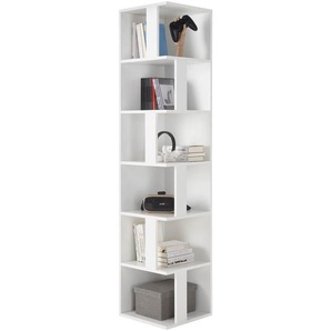 P & B Eckregal, Weiß, Holzwerkstoff, 5 Fächer, 38x186x38 cm, Made in EU, Wohnzimmer, Regale, Eckregale