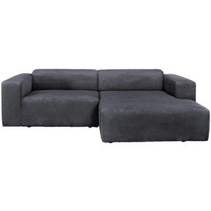 P & B Ecksofa, Graphit, Textil, 3-Sitzer, Ottomane rechts, L-Form, 298x175 cm, Made in EU, Oeko-Tex® Standard 100, Rücken echt, Wohnzimmer, Sofas &
