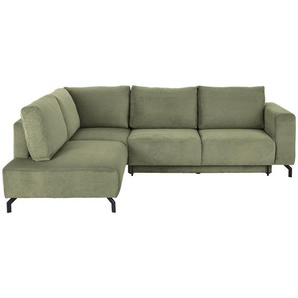 P & B Ecksofa, Grün, Textil, 3-Sitzer, Ottomane links, L-Form, 272x210 cm, Made in EU, Liegefunktion, Wohnzimmer, Sofas & Couches, Wohnlandschaften,