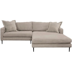P & B Ecksofa, Hellbraun, Textil, 2-Sitzer, Ottomane rechts, L-Form, 268x193 cm, Rücken echt, Wohnzimmer, Sofas & Couches, Wohnlandschaften, Ecksofas
