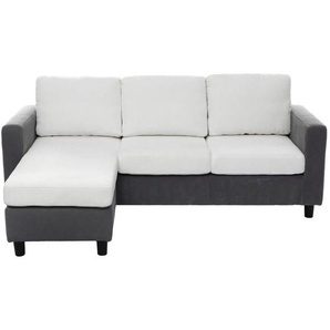 P & B Ecksofa, Weiß, Textil, 3-Sitzer, Füllung: Polyester, L-Form, einmalig seitenverkehrt montierbar, 198x135 cm, Wohnzimmer, Sofas & Couches, Wohnlandschaften, Ecksofas