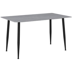 P & B Esstisch, Grau, Metall, Keramik, Marmoroptik, rechteckig, Rundrohr, 120x76x80 cm, Esszimmer, Tische, Esstische, Esstische Keramik