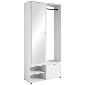 P & B Garderobe Dino, Weiß, Holzwerkstoff, 90x190x33 cm, Fsc, Garderobe, Garderoben-Sets & Serien, Garderoben-Sets