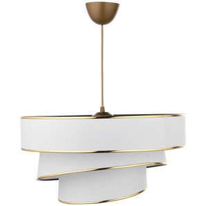 P & B Hängeleuchte, Weiß, Gold, Metall, Kunststoff, Textil, zylindrisch,zylindrisch, 72 cm, Lampen & Leuchten, Innenbeleuchtung, Hängelampen,