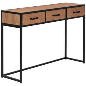 P & B Konsolentisch, Schwarz, Hellbraun, Holz, Metall, Tanne, furniert, 3 Schubladen, eckig, 120x80x33 cm, Wohnzimmer, Wohnzimmertische,