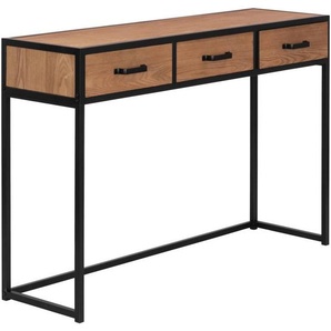 P & B Konsolentisch, Schwarz, Hellbraun, Holz, Metall, Tanne, furniert, 3 Schubladen, eckig, 120x80x33 cm, Kleinmöbel