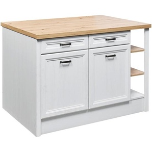 P & B Kücheninsel, Pinien, Eiche Artisan, Metall, 2 Schublade(n) Schubladen, nur wie online abgebildet bestellbar, 130x91.5x90 cm, Made in EU, Küchen, Küchenmöbel, Kücheninseln