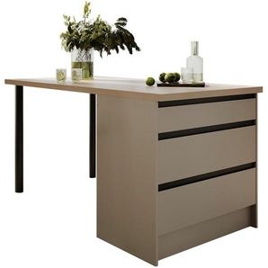 P & B Kücheninsel Troja, Grau, Schwarz, Kaschmir, Holzwerkstoff, 3 Schublade(n) Schubladen, nur wie online abgebildet bestellbar, 180x91x90 cm, Küchen, Küchenmöbel, Kücheninseln