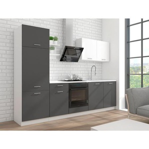 P & B Küchenleerblock, Grau, Weiß, Holzwerkstoff, 1 Schubladen, seitenverkehrt montierbar, nur wie online abgebildet bestellbar, 270 cm, Küchen,