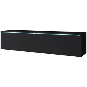 P & B Lowboard D140, Graphit, Holzwerkstoff, 2 Fächer, 140x30x33 cm, Fsc, stehend, hängend, Beleuchtung, Wohnzimmer, Wohnwände, Lowboards, Lowboards stehend