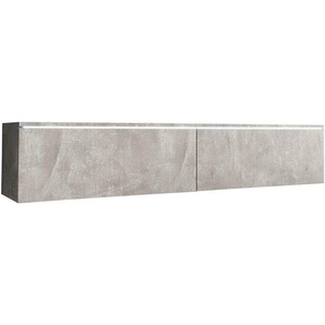 P & B Lowboard D140, Grau, Holzwerkstoff, Betonoptik, 140x30x33 cm, Fsc, Made in EU, stehend, hängend, Beleuchtung, in verschiedenen Holzdekoren
