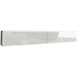 P & B Lowboard D180, Weiß Hochglanz, Holzwerkstoff, 180x30x33 cm, Fsc, Made in EU, stehend, hängend, Beleuchtung, in verschiedenen Holzdekoren