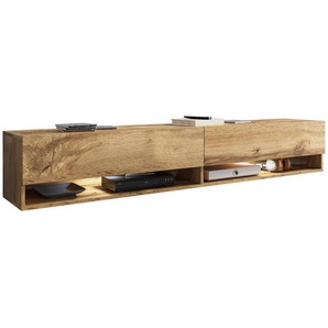 P & B Lowboard Vera II, Eiche Wotan, Holzwerkstoff, 180x30x32 cm, Fsc, Made in EU, stehend, hängend, Beleuchtung, in verschiedenen Holzdekoren