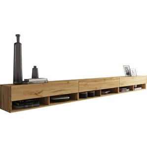 P & B Lowboard Vera II, Eiche Wotan, Holzwerkstoff, 300x30x31 cm, Fsc, Made in EU, stehend, hängend, Wohnzimmer, Wohnwände, Lowboards, Lowboards