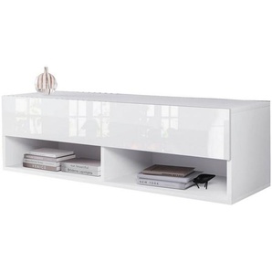 P & B Lowboard Vera II, Weiß Hochglanz, Holzwerkstoff, 100x30x31 cm, Fsc, Made in EU, stehend, hängend, Wohnzimmer, Wohnwände, Lowboards, Lowboards
