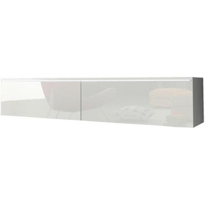 P & B Lowboard Vera, Weiß Hochglanz, Holzwerkstoff, 140x30x33 cm, Fsc, Made in EU, stehend, hängend, Beleuchtung, in verschiedenen Holzdekoren