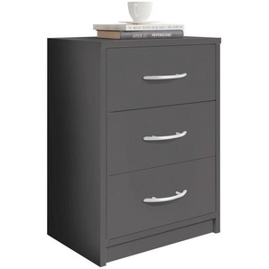 P & B Nachtschrank, Graphit, 3 Schubladen, 38.5x54x28.2 cm, Schlafzimmer, Nachttische