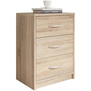 P & B Nachtschrank, Sonoma Eiche, 3 Schubladen, 38.5x54x28.2 cm, Schlafzimmer, Nachttische