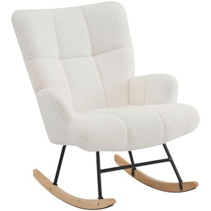 P & B Schaukelstuhl, Beige, Holz, Metall, Textil, Kautschukholz, massiv, Sperrholz, 85x67 cm, Wohnzimmer, Sessel, Schaukelstühle