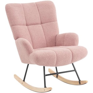 P & B Schaukelstuhl, Rosa, Holz, Metall, Textil, Kautschukholz, massiv, Sperrholz, 67x85 cm, Stühle