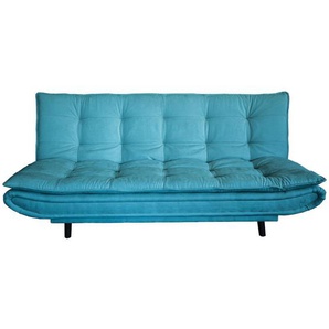 P & B Schlafsofa, Hellblau, Textil, Buche, massiv, 3-Sitzer, 194x100x90 cm, Schlafen auf Sitzhöhe, Rückenfutter, Kinder- & Jugendzimmer, Jugendmöbel,