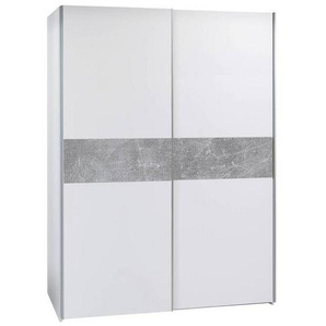 P & B Schwebetürenschrank, Grau, Weiß, Holzwerkstoff, 2 Fächer, 170x195x59 cm, Schlafzimmer, Kleiderschränke, Schwebetürenschränke