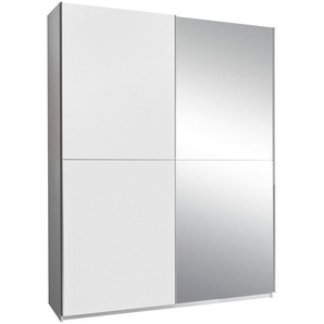 P & B Schwebetürenschrank, Weiß, Klar, Holzwerkstoff, Uni, 2 Fächer, 170x195x59 cm, Schlafzimmer, Kleiderschränke, Schwebetürenschränke