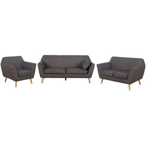 P & B Sitzgarnitur, Dunkelgrau, Textil, 3-teilig, Pappel, Sperrholz, 178.5x83x79 cm, Wohnzimmer, Sofas & Couches, Sitzgarnituren