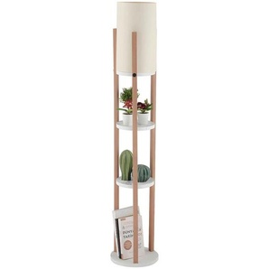 P & B Stehleuchte, Natur, Weiß, Kunststoff, Textil, zylindrisch,zylindrisch, 135 cm, CE, Schnurschalter, Lampen & Leuchten, Innenbeleuchtung,
