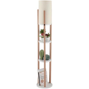 P & B Stehleuchte, Natur, Weiß, Kunststoff, Textil, zylindrisch,zylindrisch, 135 cm, CE, Schnurschalter, Lampen & Leuchten, Innenbeleuchtung,