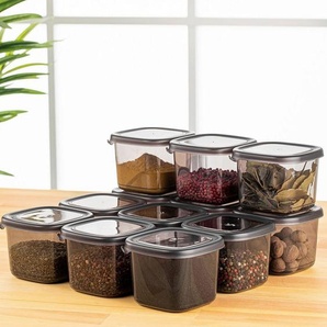 P & B Vorratsdosenset, Anthrazit, Kunststoff, 12-teilig, 0,55 L, 10x10x9.5 cm, auslaufsicher, lebensmittelecht, mikrowellengeeignet, stapelbar, wasserdicht, Küchenzubehör, Vorratsbehälter, Vorratsdosen Sets