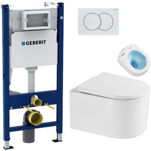 Pack wc Geberit Duofix-Rahmen + randlose Toilette Tornado Quiet sat Delano + Softclose-Sitz + weiße Platte