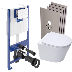 Pack wc Vorwandelement + sat Infinitio spülrandlose Toilette + WC-Deckel mit Soft-Close + Weiße Platte + Verkleidungsset - Villeroy&boch