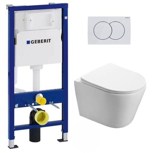 Pack wc Vorwandelement + wc Swiss Aqua Technologies Infinitio spülrandlos + Platte Alpinweiß (InfinitioGeb1-DE)