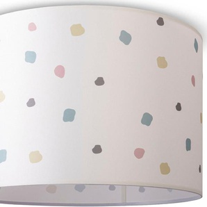Paco Home Deckenleuchte Hugo Dots, ohne Leuchtmittel, Deckenleuchte Stofflampe Wohnzimmer Lampenschirm Punkte Retro Bunt