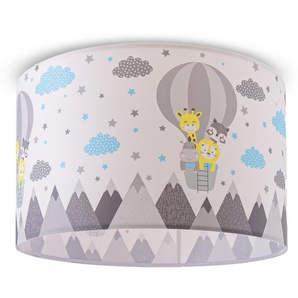Paco Home Deckenleuchte Cosmo 343, ohne Leuchtmittel, Lampe Kinderzimmer Deckenlampe Heißluftballon Wolken Tiere Zoo E27