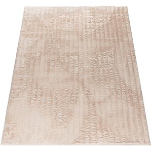 Paco Home Hochflor-Teppich Arnheim 743, rechteckig, Höhe: 27 mm, Uni Farben, Wellen Muster, besonders weich, Hoch-Tief Effekt