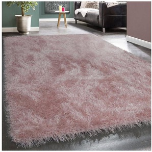 Paco Home Hochflor-Teppich Glamour 300, rechteckig, Höhe: 70 mm, Uni Farben, mit weichem Glanz Garn, auch als Läufer erhältlich